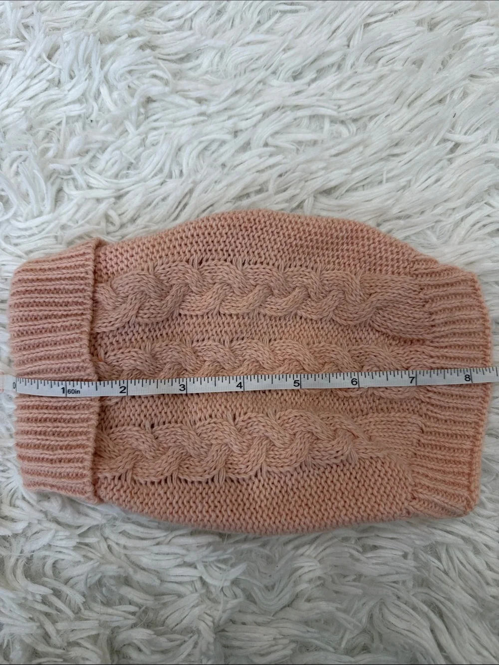 Light Pink Cable Knit Dog Sweater Size XS
